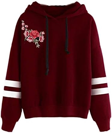 WUKAI Women Autumn Winter Loose Casual Fleece Hooded Sweatshirt WineXL Fine