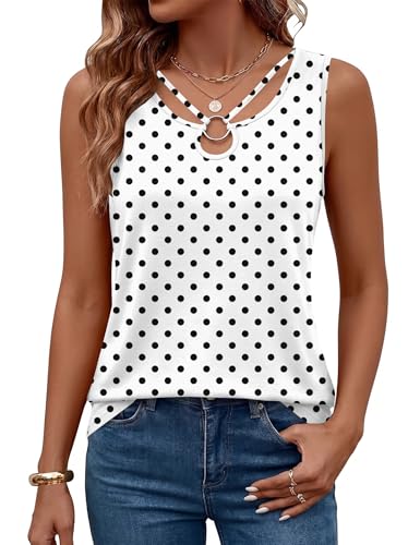 LOMON Womens Sleeveless Tank Tops Cut Out Ring Keyhole Cami Shirt Clothes at Amazon