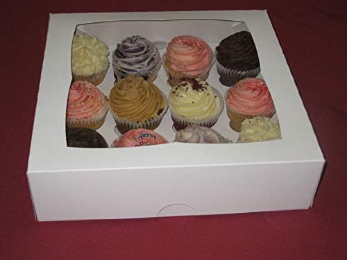 20 x Cupcake Muffin Fairy Cake Box in white, holds 12 Cupcakes