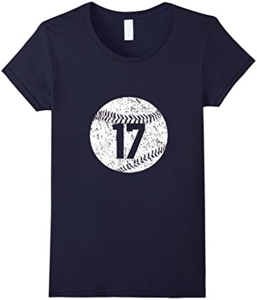 Women's Baseball Jersey Number 17 T Shirt Distressed Look XL Navy