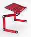 Portable Adjustable Aluminum Laptop Desk/Stand/Table Vented Notebook-MacBook-Ultra Light Weight Ergonomic TV Bed Large Lap Tray Stand Up/Sitting-Red