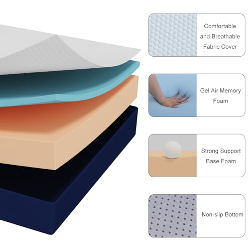 Slufra Foldable Mattress Full, 6 Inch Tri Fold Gel Memory Foam Mattress | Removable Washable Cove,Non-Slip Bottom for Stability, Sorf Breathable & Hypoallergenic Fabric