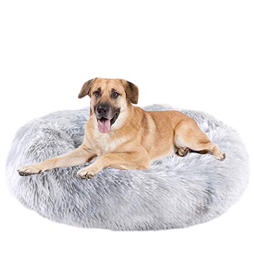 MeMoreCool Calming Bed for Dogs Pet Faux Fur Donut Cuddler Dog Beds