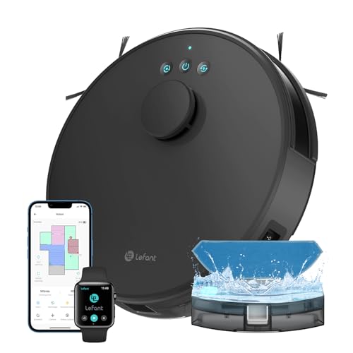 Lefant M1 Robot Aspirateur Laveur 2 en 1, Super Aspiration 5500Pa, Noir