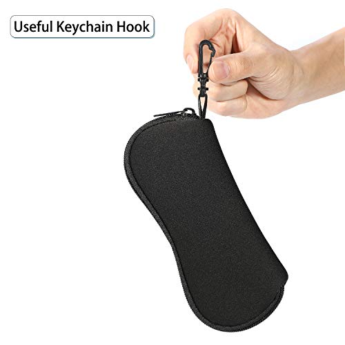 Hifot Soft Eyeglasses Case 2 Pack, Neoprene Porteble Travel Slip in Eyeglasses Bag Sunglasses Pouch Holder with Clip - Thumbnail 4