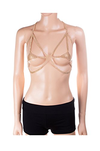 {CN1496 StyleNo1} Women s Sexy Sparkling Nipple Cover Bra Body Chain Body Jewelry Bikini Bra Chain Party Body Chain (GOLD) {CN1496 StyleNo1} Women s Sexy Sparkling Nipple Cover Bra Body Chain Body Jewelry Bikini Bra Chain Party Body Chain (GOLD)