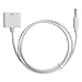 Clip-Grip 30 Pin Female Dock Docking Connection to 3.5mm Male Audio Output AUX Cable, White