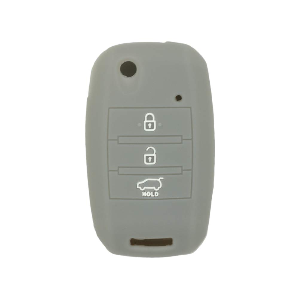 BROVACS Silicone Cover Protector Case Holder Skin Jacket Compatible with KIA 3 Button Flip Remote Key Fob CV4155 Grey