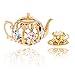 Matashi 24K Gold Plated Miniature Teapot and Teacup Ornaments Set Crystal Studded Perfect Hostess Gift, for Mom, Grandmother, Girlfriend