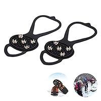 Yimeezuyu 1 Pair Anti Slip Traction Cleats for Ice Snow with 5 Tooth Snow Grips Ice Creepers Over Shoe Boot for Winter Camping Hiking Walking
