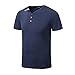 Aiyino Mens Summer Casual V-Neck Button Cuffs Cardigan Short Sleeve T-Shirts L Navy