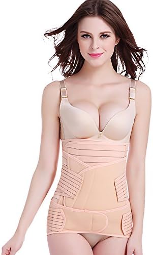 Laweisi 3 in 1 Postpartum Support Recovery Girdle Corset Belly Wrap Waist Belt Shapewear Large Skin