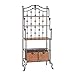 SEI Furniture Bakers Rack, Black Frame W/Walnut Shelves