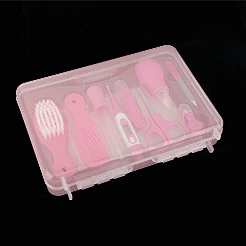 9PCS Baby Grooming Kit Infant Nursery Set Newborn Healthcare Kits Child Care Baby Nail Clipper (Pink)
