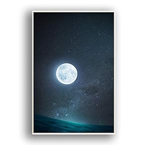 Framed Canvas Wall Art for Living Room, Bedroom Moon with Bright Canvas Prints for Modern Home Decoration Ready to Hang - 16"x24" inches
