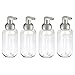 mDesign Round Plastic Refillable Foaming Soap Dispenser Pump Bottle for Kitchen Countertop and Sink - Vintage-Inspired, Compact Container Design - Twain Collection - 4 Pack - Clear/Brushed Chrome