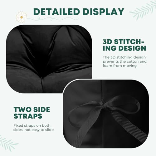 joomie Egg Swing Chair Cushion Replacement Waterproof 120x84x18 cm Thicken Outdoor Patio Hanging Basket Chair Cushions Removable Pad with Ties for Garden Cocoon Egg Hammock Chair, Black