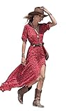 Orangesky Women Boho Summer Chiffon Floral Party Beach Long Maxi Dress (M)