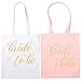 Bridal Party Bags - 5-Pack Canvas Tote Bags, Gold Foil, 100% Cotton Tote for Women, Bridal Shower, Wedding Party Favors, Bridesmaid Gifts, White and Pink