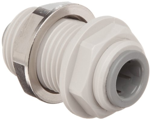 John Guest Acetal Copolymer Tube Fitting, Reducing Bulkhead Union, 3/8" x 1/4" Tube OD (Pack of 10) - Thumbnail 3
