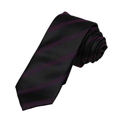 Dan Smith DAE7A23E Black Purple Stripes Microfiber Skinny Tie Classic Slim Tie