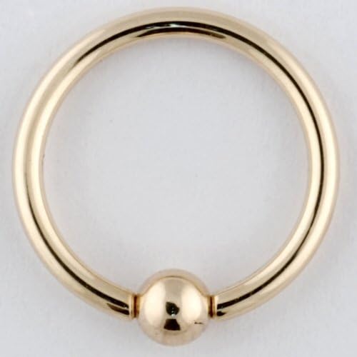 One 14K Gold Captive Bead Ring: 18g 5/16", 14K Gold Bead: 3mm (SOLD INDIVIDUALLY. ORDER TWO FOR A PAIR.)