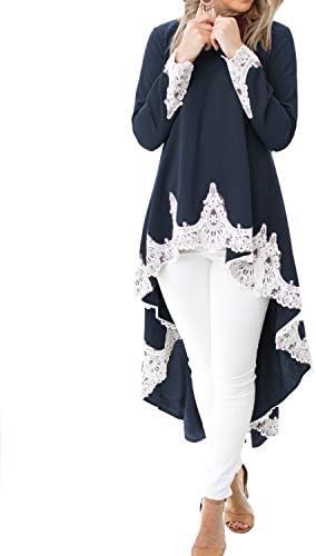 AUDATE Women Irregular Ruffles Shirt Long Lantern Sleeve Sweatshirt Pullovers Tops Blouse