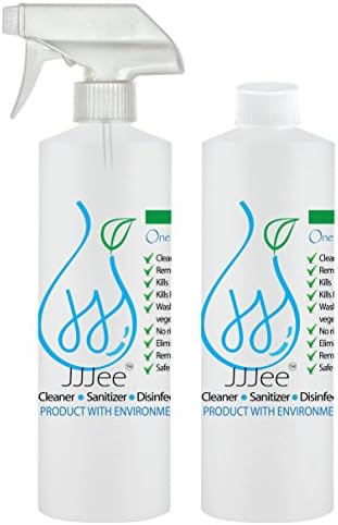 JJJee Non-Chemical,no-rinse Disinfecting Cleaner &amp; Deodorizer.Kill E.Coli,Salmonella.Deactivate Influenza A.Cleans vegetables,toys,pets,surface.Safe for humans,pets and the environment-pack of 2 16oz