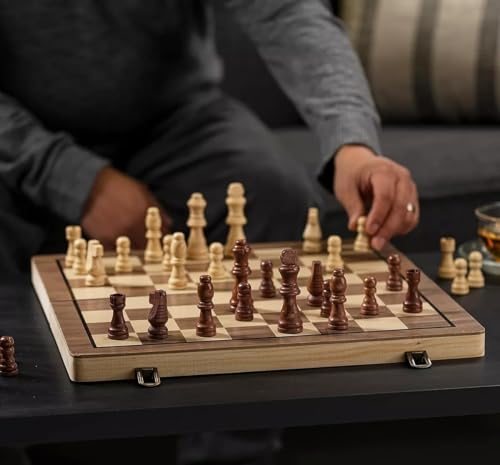 YUHOHO Juego De Ajedrez Y Damas Magnético 39x39cm,Tablero Plegable,Interesantes Juegos de Estrategia Que mejoran el Pensamiento lógico y Las Habilidades de Pensamiento Independiente