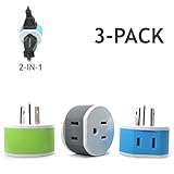 Australia, New Zealand, China Power Plug Adapter by OREI with 2 USA Inputs - Travel 3 Pack - Type I (US-16) Safe Grounded Use with Cell Phones, Laptop, Camera Chargers, CPAP, and More