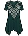 Bebonnie Women's V Neck Geometric Print Handkerchief Hem T Shirt Tunic Tops
