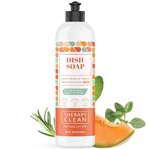 Therapy Clean Plant Based Dish Soap Liquid - Fresh Herbs & Melon fl. 16 oz - Non Toxic Dish Soap Liquid, All Natural Scent, Organic Dishwashing Cleaner and Detergent for Kitchen at Amazon