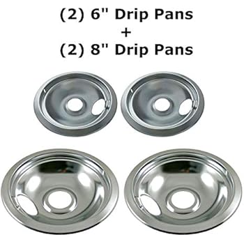 Kitchen Basics 101 Chrome Drip Pan Set Replacement for Frigidaire Kenmore 316048413 and 316048414: 2 ea 6