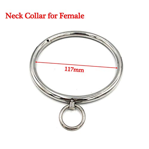 BDSM Bondage Kit Anklet Cuffs/Collar/Handcuffs with Removable Ring – Round Stainless Steel Fetish Slave Restraints Tools for Adult,Femalecollar