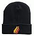 KUESANT Prestonplayz Fire Flame Unisex Knitted Beanie Embroidered Skull Cap Slouchy Knit Hat Black