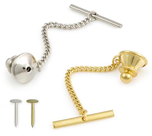 Gold & Silver Tie Tacks Tie Down Tie Stay Metal Tie Tacks Lapel Pin Clutch for Cravat Ascot Tie - Thumbnail 5