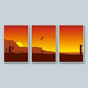 3 Piece Framed Canvas Wall Art for Living Room, Bedroom Mountain Landscape Illustration XIV Canvas Prints for Home Decoration Ready to Hang - 16"x24"x3 Panels