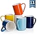 Sweese 603.002 Porcelain Coffee Mug Set - 11 Ounce for Coffee, Tea, Cocoa and Mulled Drinks - Set of 6, Hot Assorted Colors