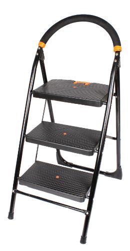 Parasnath Milano Iron 3-Steps Folding Ladder (Black)