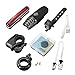 Rechargeable LED Bike Light Set, SGODDE Super Bright 4-Mode Sport Bicycle Headlight+3-Mode Taillight+Bike Bell/Ring, Waterproof Easy to Install Front Light Rear Light for All Bikes