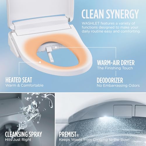 TOTO WASHLET S5 Electronic Bidet Toilet Seat with Instantaneous Water Heating, PREMIST and EWATER+ Wand Cleaning, Elongated, Cotton White - SW3446#01