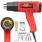 Heat Gun Variable Temperature, Amtake Professional Hot Air Gun 120°F - 1020°F (50℃~550℃) with 2 Fan Speed, 4 Nozzle Attachments for Crafts, Heat shrink tubing, Stripping Paint, Welding