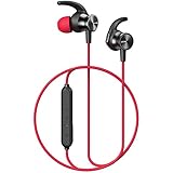COOSII S7 Bluetooth Headphones, Wireless in Ear Earbuds with Mic and Magnetic Connection Sweatproof Earphones for Cell Phones Sport Running Workout Gym (Red)