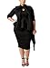 LALAGEN Women's Plus Size Long Sleeve Peplum Tie Neck Bodycon Pencil Midi Dress