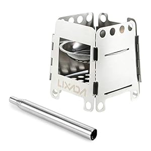 Lixada Campingkooktoestel, draagbaar, roestvrij staal, licht, inklapbaar, houten koker, tas, alcoholkoker voor koken in…