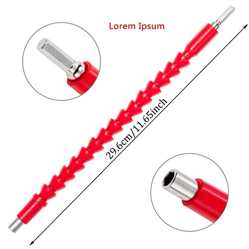 3PCS 11.6 Inches Flexible Shaft Extension Bits with 10 Drill Bit Set 1/4" Hex Head Drill Flexible Shaft for Electrical Screwdriver or Hand Drill Multi-angle Work