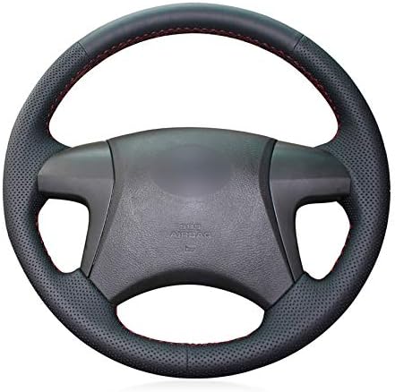 DYBANP Black Leather Steering Wheel Cover for Toyota Highlander 2008 2009 2010 2011 2012 2013 2014 Camry 2007 2011-Black Thread