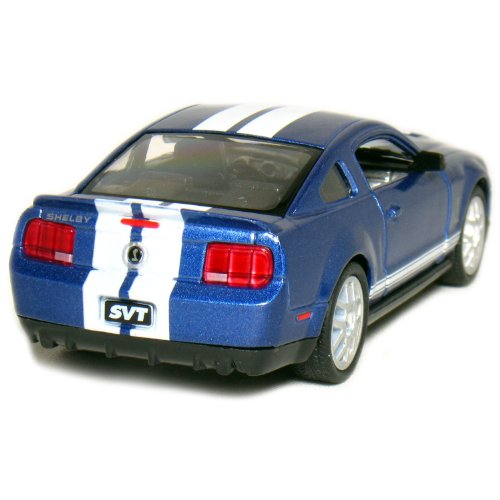 5 2007 Ford Shelby GT500 with Stripes 1:38 Scale (Blue) by Kinsmart