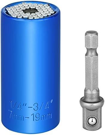 Professional Universal Sockets Wrench Adapter- Gator Gripss Sockets Set, Magic Spanner, Power Drill Adapter Tool, Hand Tool, Multi Function Repair Tools(7-19mm 2 SET Blue )