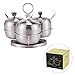 Baigio Woman Stainless Steel Condiment Seasoning Container Pots Set with Spice Rack Large Capacity Silver Tone